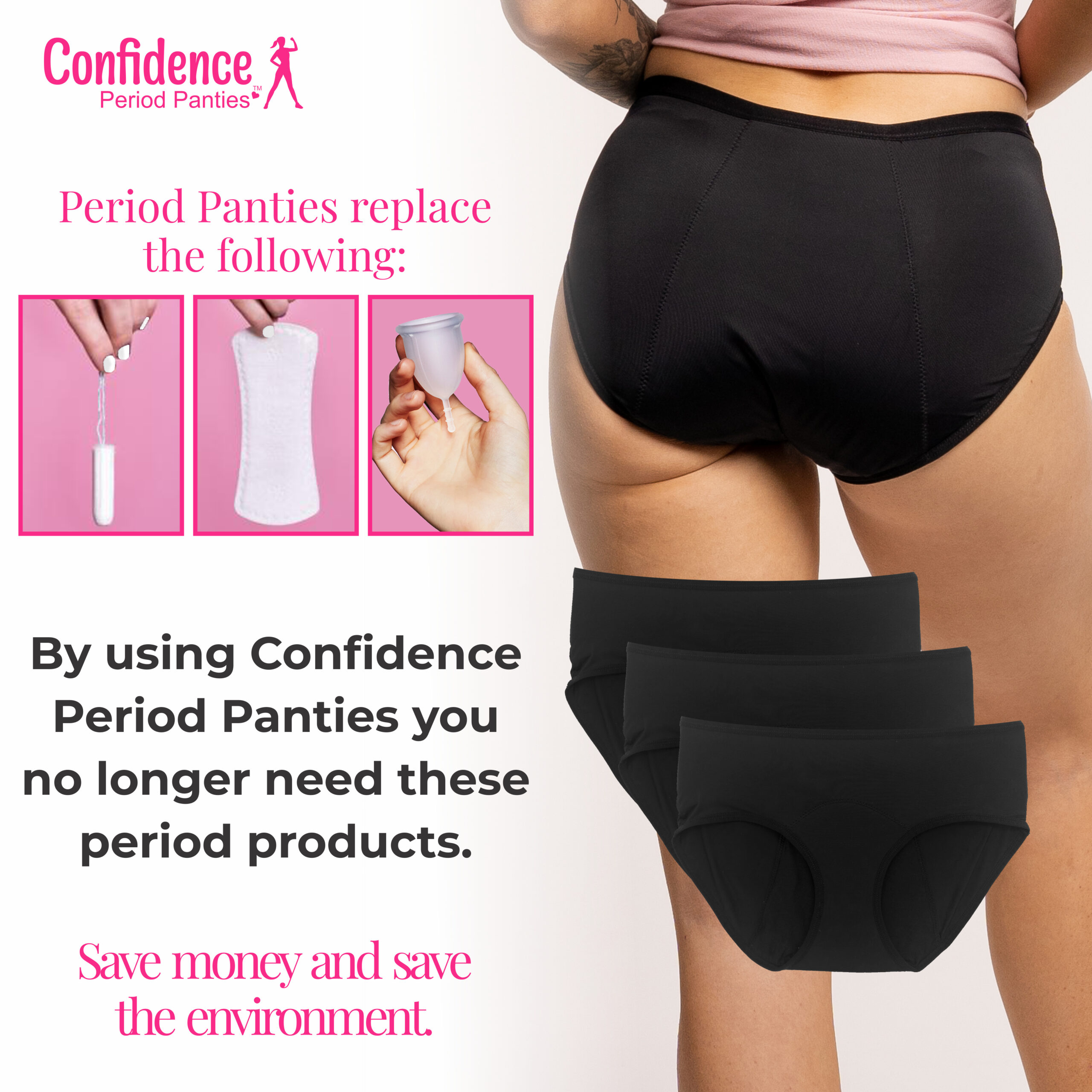 Curvy Women Period Panties For Stain Free Period | Hipster Fit | Leak Proof  | Use with Pad For Hygiene | Prevents Front & Back Stains | 3 Pack