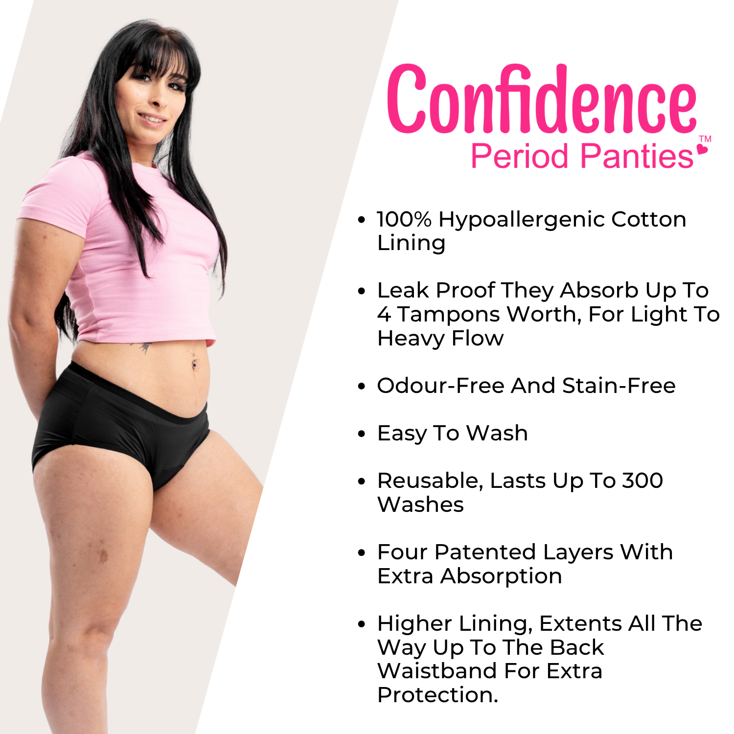 Lycra Period Panties Boyshort Black - Image 8