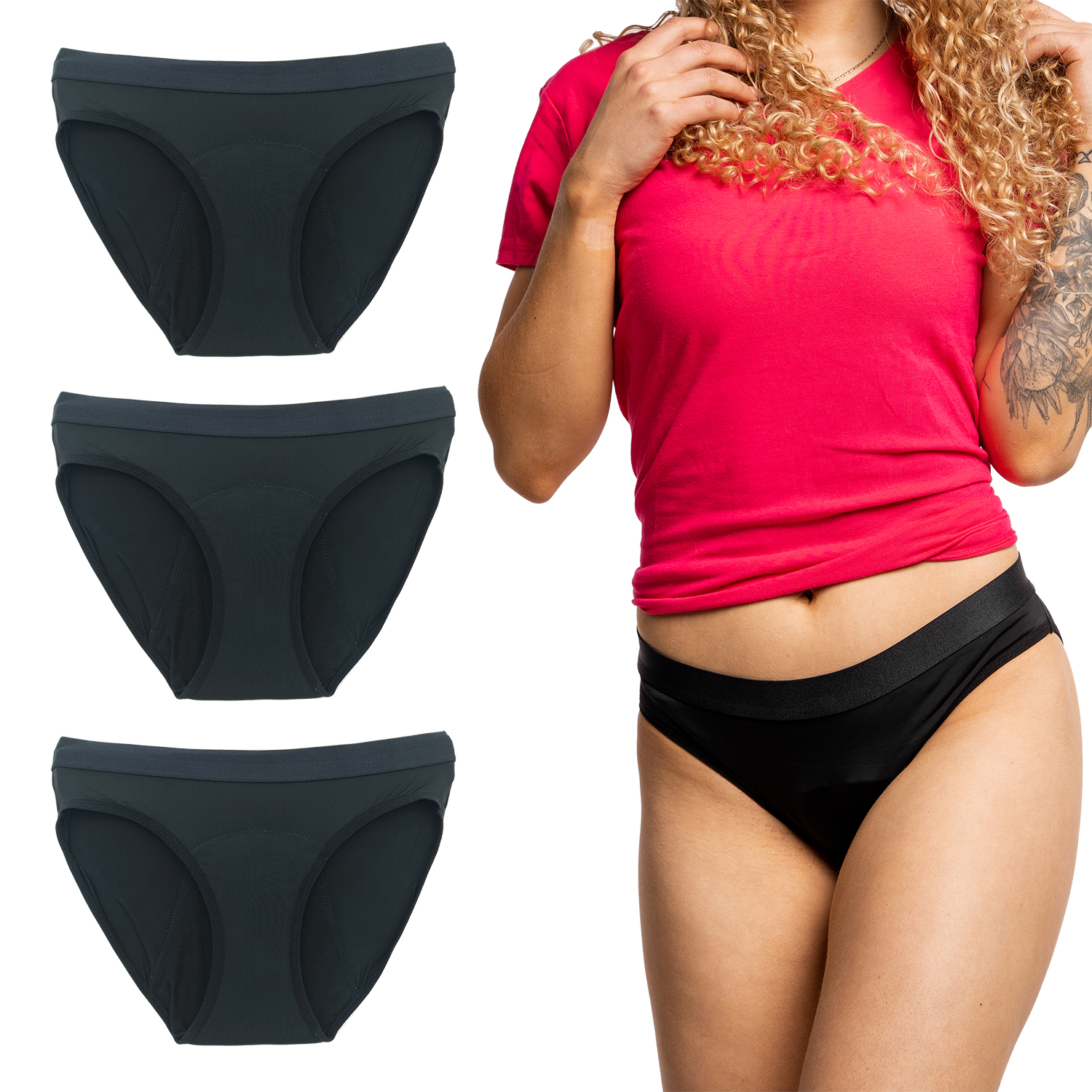 Bikini Spandex / Lycra - 3 Pack - Confidence Period Panties